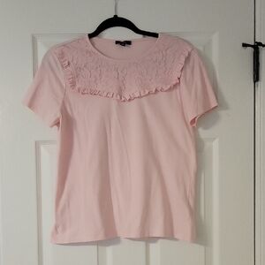 IMNYC Pink Lace Accent Women's Short Sleeve Top